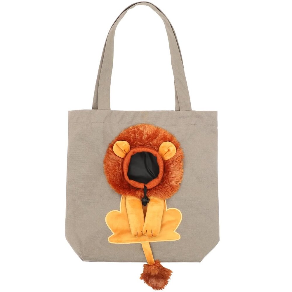 Lion Tote Shoulder Bag with Adjustable Hole for Pets Cat Small Dogs